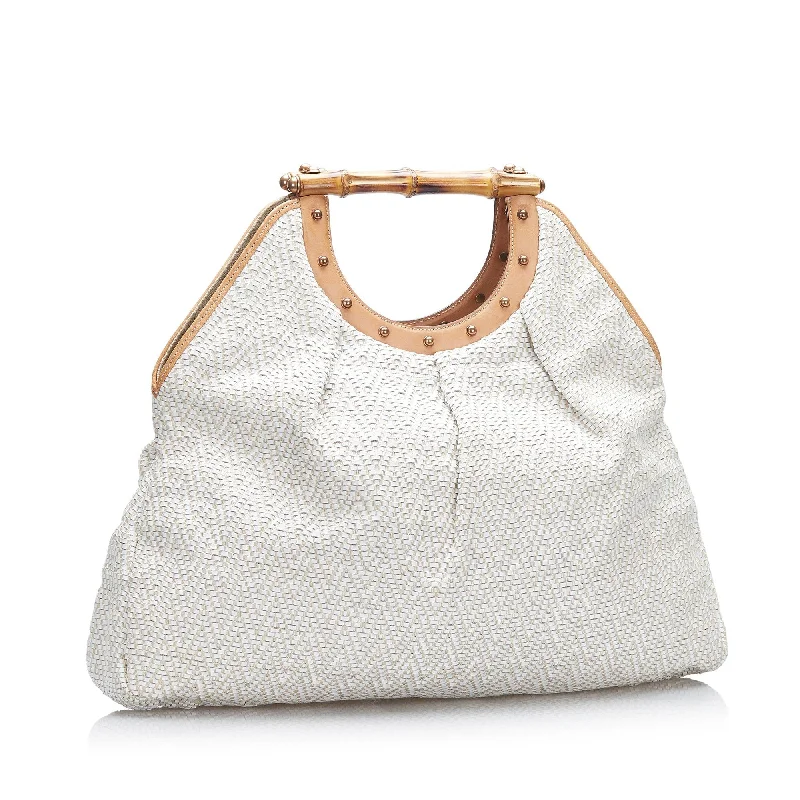 Medium - sized Women Gucci handbags for everyday useGucci Woven Leather Bamboo Hobo (SHG-9rgvsp)