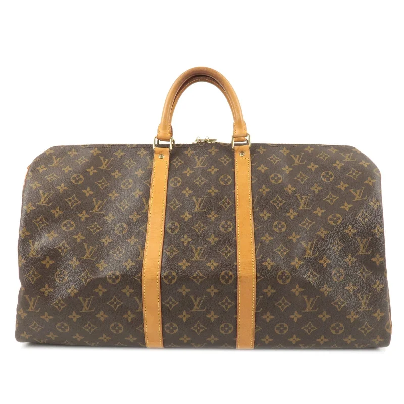 Louis Vuitton crossbody bags with a woven leather strap for textureLouis Vuitton Monogram Keep All 55 Boston Bag M41424