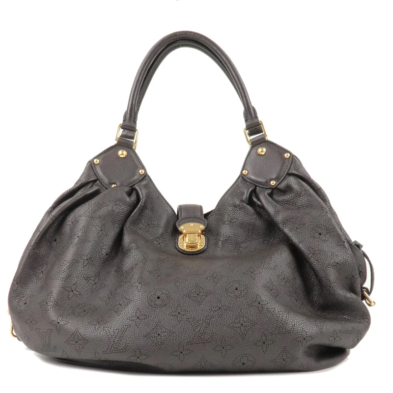 Ladies Louis Vuitton shoulder bags with a magnetic - closure flap for easeLouis Vuitton Monogram Mahina L Shoulder Bag Gris M95767