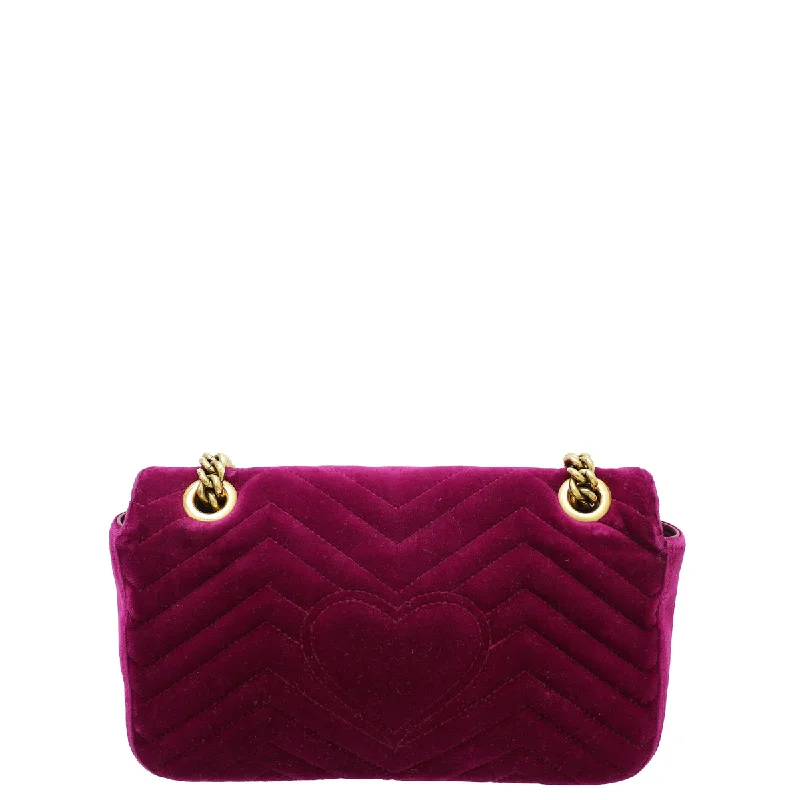 Ladies Gucci handbags with a detachable coin purse insideGucci Violet Velvet GG Marmont Small Bag