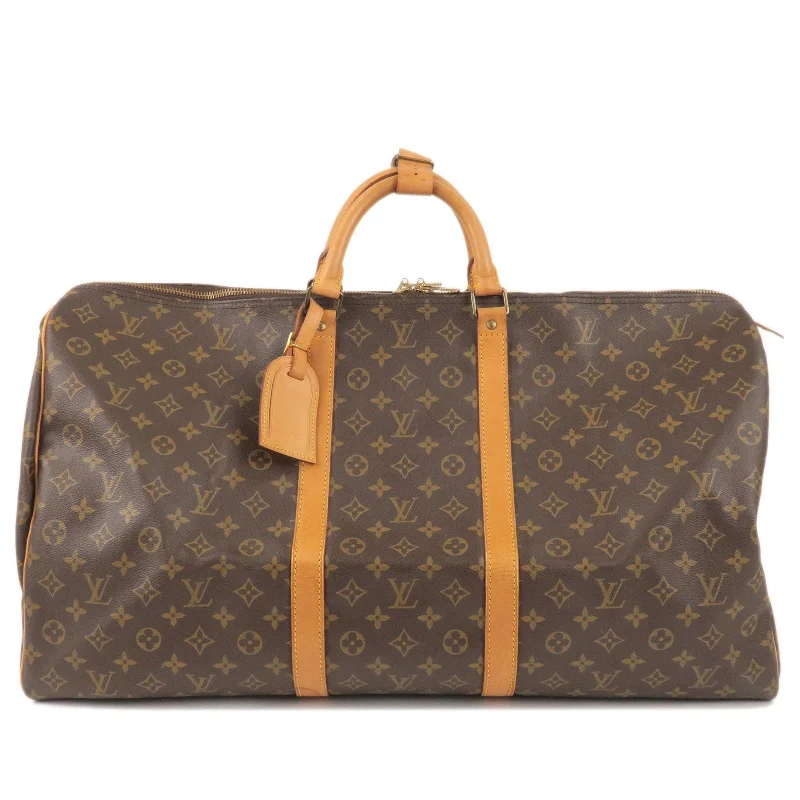 Louis Vuitton tote bags with a printed LV logo on the front for brand visibilityLouis Vuitton Monogram Keep All 60 Boston Bag M41422