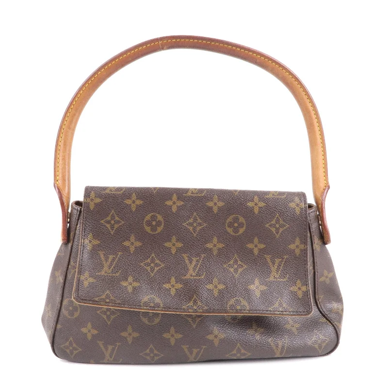 Louis Vuitton handbags with a back - zip pocket for storing valuablesLouis Vuitton Monogram Mini Looping Shoulder Bag Brown M51147