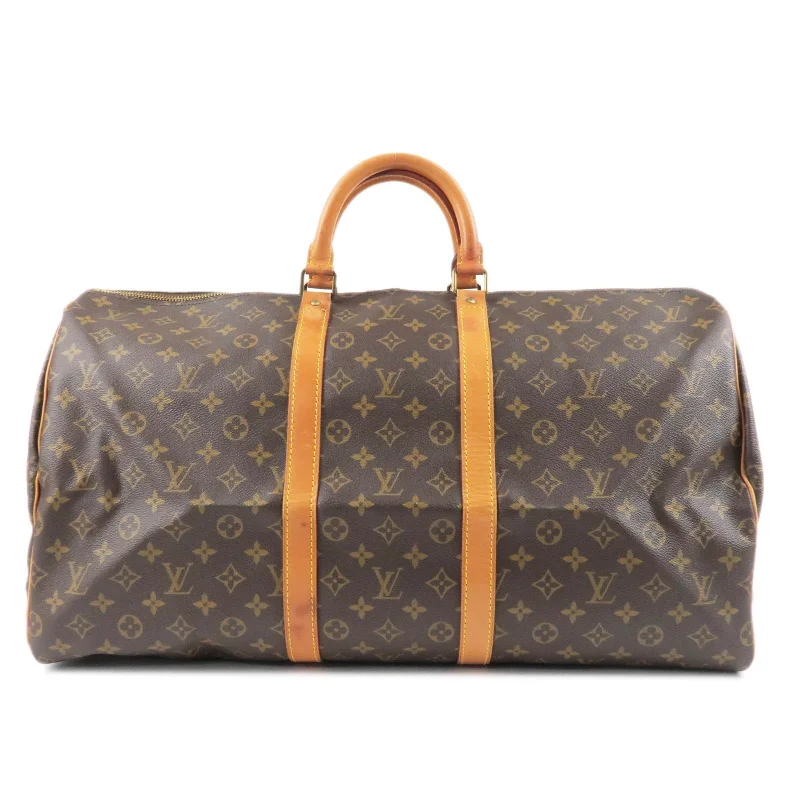 Ladies Louis Vuitton shoulder bags with a wide - width strap for comfortLouis Vuitton Monogram Keep All 55 Boston Bag M41424