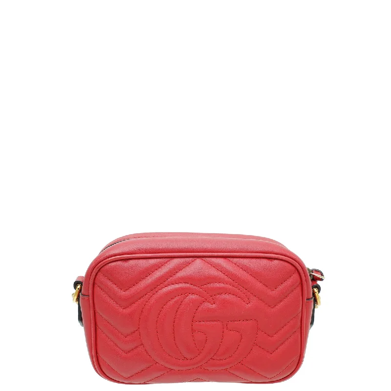 Gucci handbags for women with a patent - leather finishGucci Red GG Marmont Camera Mini Bag