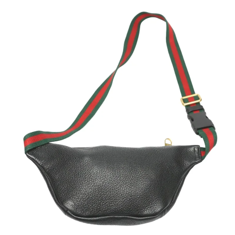 Gucci backpacks for women with a hidden back pocketGUCCI Waist bag 527792 leather black Waist pouch unisex(Unisex) Used