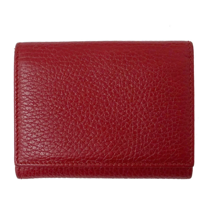 Ladies Gucci shoulder bags with a wide - width strapGucci Wallet Women's Trifold Petit Marmont Leather 474746 Red Compact