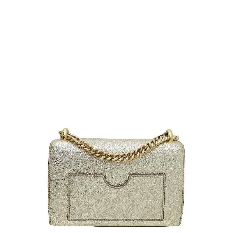 Women Gucci bags with a detachable mirror insideGucci Metallic Gold Laminated Padlock Chain Small Bag