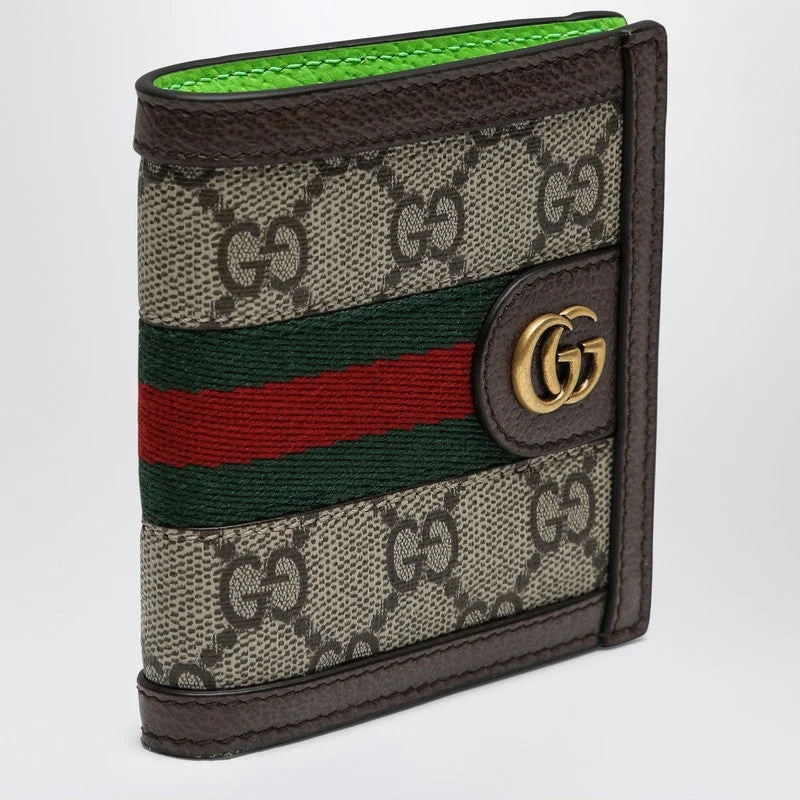 Small - sized Women Gucci shoulder bags for evening outingsGucci Ophidia Gg Wallet Beige/Ebony/Shiny Green Men