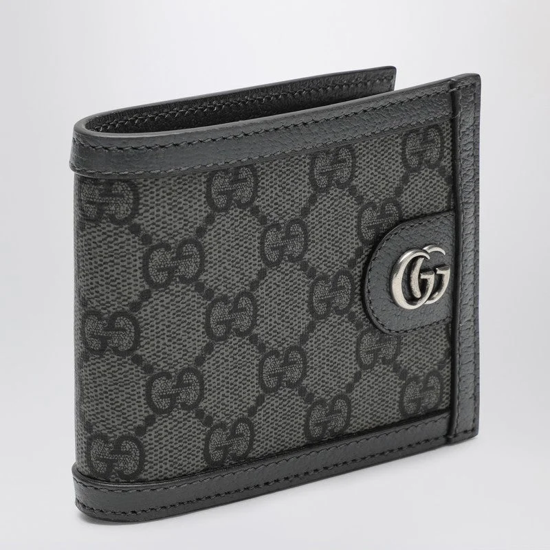 Women Gucci crossbody bags with a printed floral patternGucci Ophidia Fabric Wallet Gg Supreme Grey/Black Men