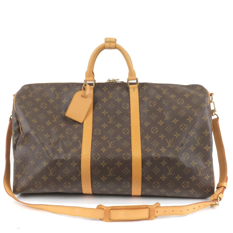 Louis Vuitton handbags with a back - zip pocket for storing valuablesLouis Vuitton Monogram Keep All Bandouliere 55 Bag M41414