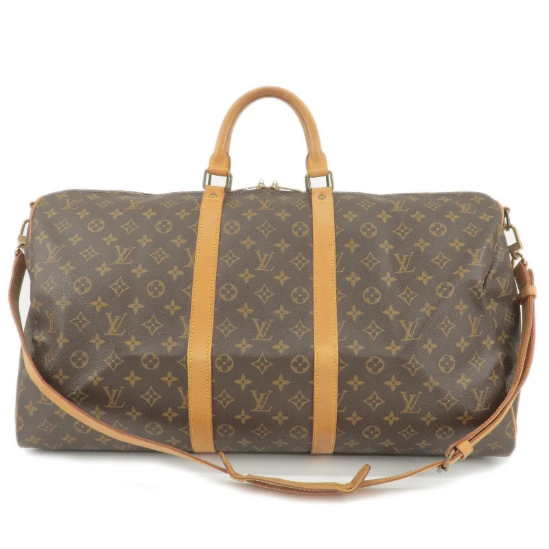 Louis Vuitton bags with a magnetic snap closure for easy accessLouis Vuitton Monogram Keep All Bandouliere 55 Boston Bag M41414