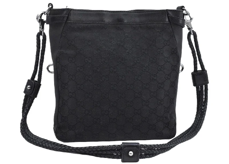 Gucci Marmont bags for women with quilted leather exteriorsAuthentic GUCCI Shoulder Cross Body Bag GG Canvas Leather 109106 Black L0446