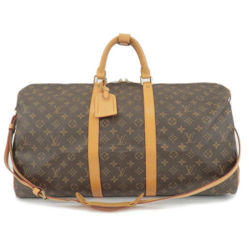 Louis Vuitton bags with a chain - link trim and a leather body for a modern edgeLouis Vuitton Monogram Keep All Bandouliere 55 Bag M41414