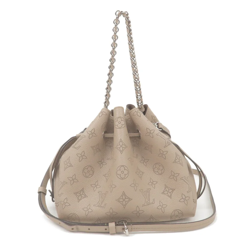 Louis Vuitton bags with a snap - button closure and a decorative charm for styleLouis Vuitton Monogram Mahina Bella 2Way Bag Galet M57201