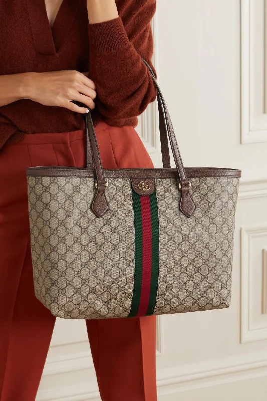 Women Gucci bags with a chain - link trim and a leather bodyGucci Ophidia GG Supreme Medium Tote (RRP £1250)