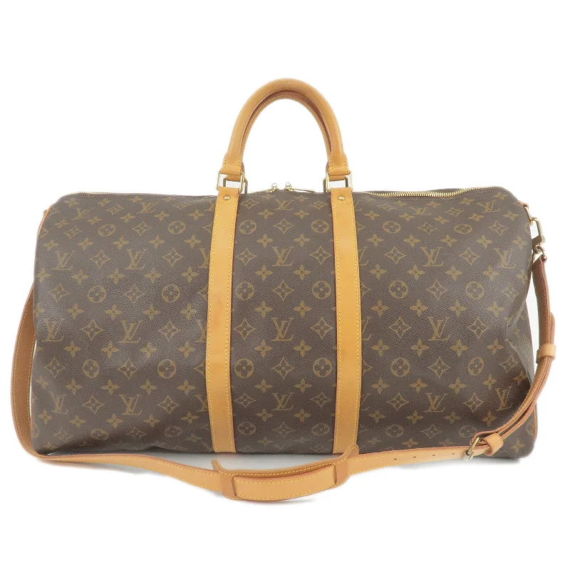 Louis Vuitton tote bags with a spacious interior and multiple pocketsLouis Vuitton Monogram Keep All Bandouliere 55 Boston Bag M41414