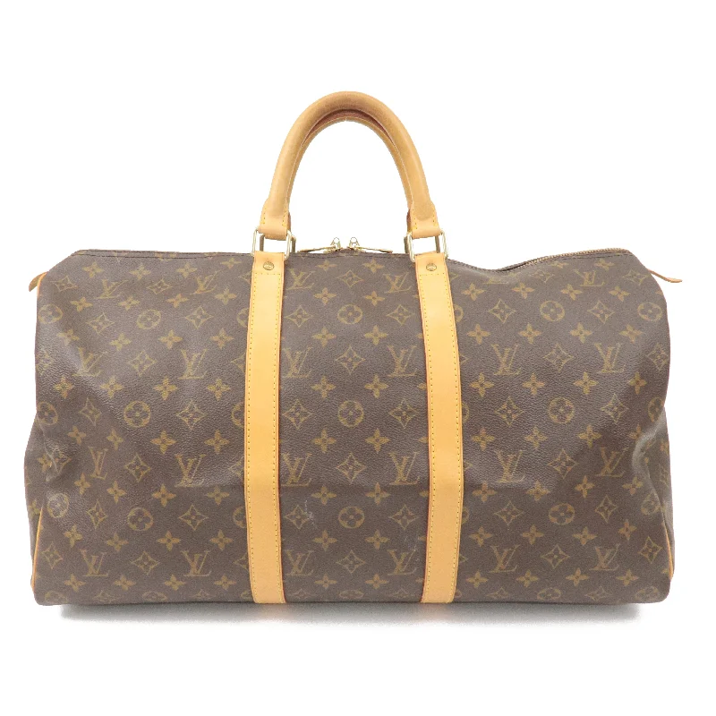 Louis Vuitton bags with a front - flap pocket for quick - access itemsLouis Vuitton Monogram Keep All 50 Boston Bag Brown M41416