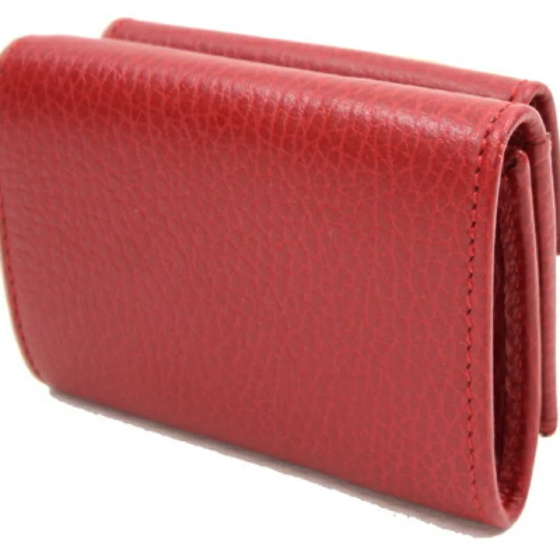 Women Gucci bags with a magnetic snap closure for easy accessGUCCI Trifold Wallet GG Marmont 523277 Red Leather Ladies