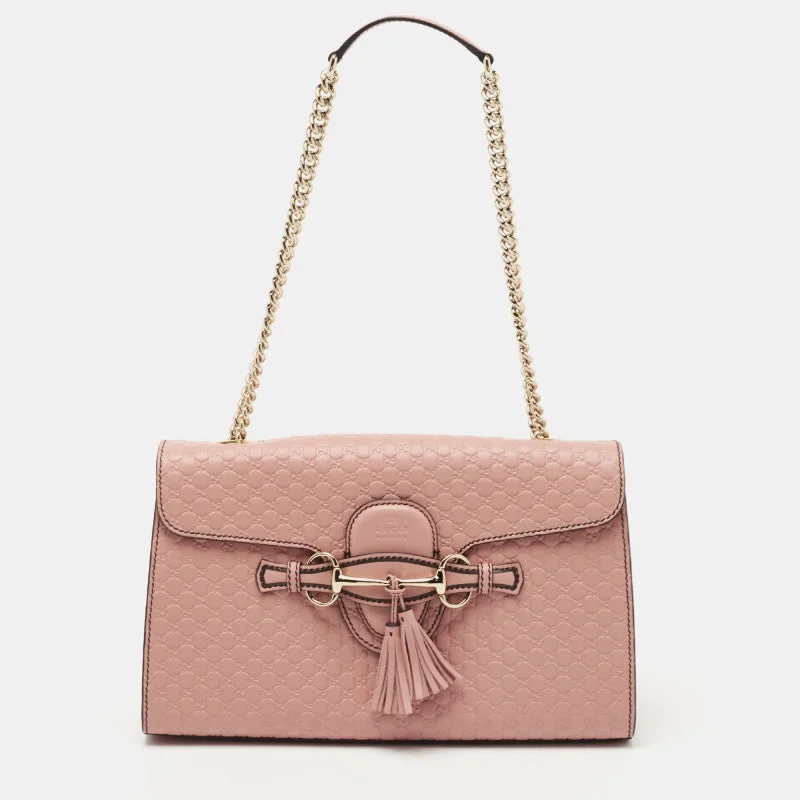 Gucci crossbody bags for women with adjustable leather strapsGucci Pink Microguccissima Leather Medium Emily Shoulder Bag