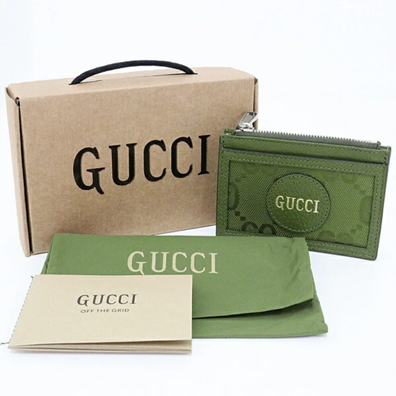 Women Gucci bags with a detachable mirror insideGucci Card Case 635583 Forest Green GG Nylon