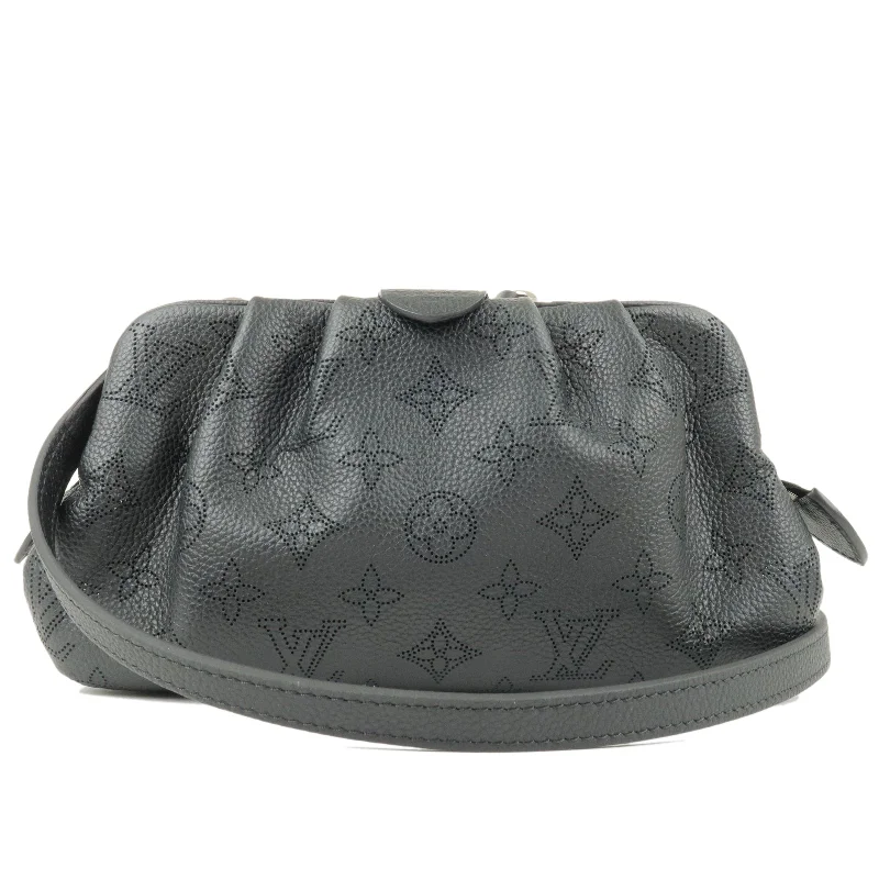 Ladies Louis Vuitton Capucines bags with a detachable shoulder strapLouis Vuitton Monogram Mahina Scala Mini Shoulder Bag Noir M80093