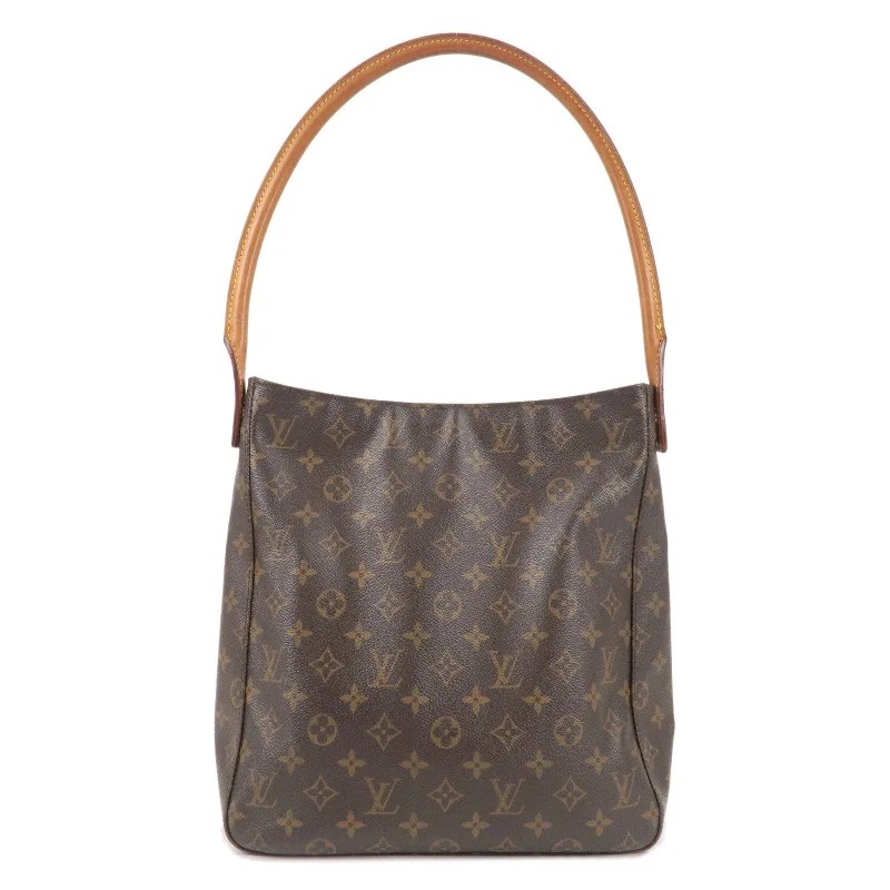 Louis Vuitton bags with a chain - link trim and a leather body for a modern edgeLouis Vuitton Monogram Looping GM Shoulder Bag Hand Bag M51145