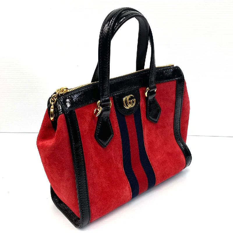 Women Gucci Sylvie bags with a crystal - embellished web stripeGucci Ophidia Small Top Handle Tote