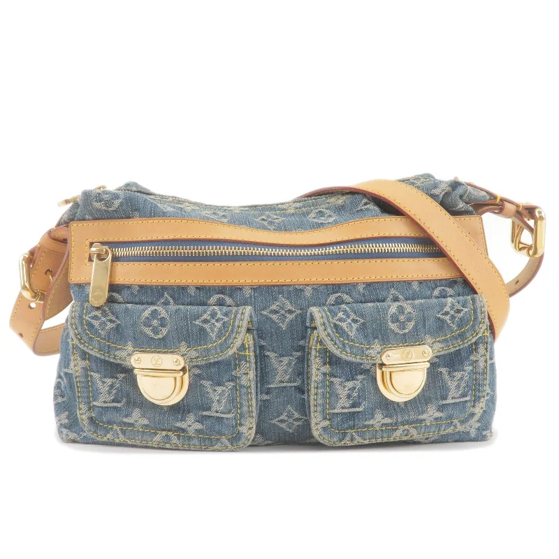 Louis Vuitton tote bags with a printed LV logo on the front for brand visibilityLouis Vuitton Monogram Denim Baggy PM Shoulder Bag M95049