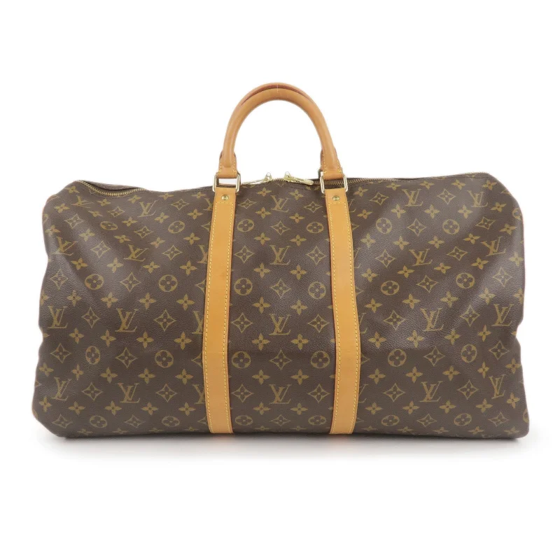 Louis Vuitton backpacks with a padded back panel for comfort during long - wearLouis Vuitton Monogram Keep All 55 Boston Bag Brown M41424