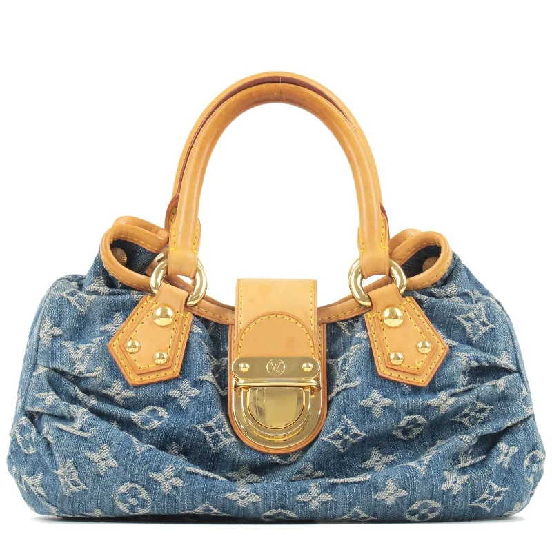 Louis Vuitton bags with a front - flap pocket for quick - access itemsLouis Vuitton Monogram Denim Pleaty Hand Bag Blue M95020