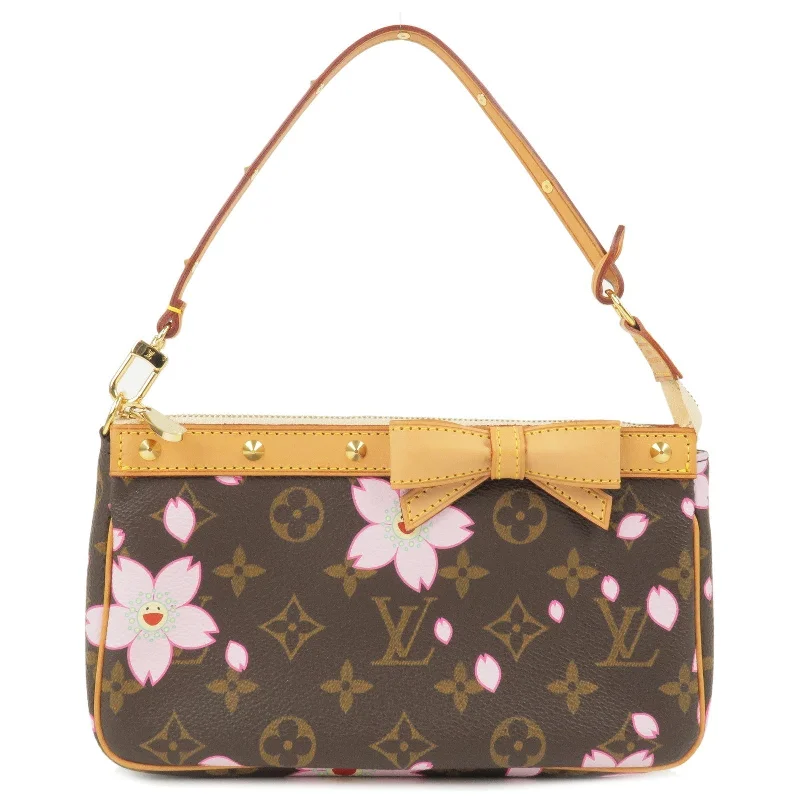 Louis Vuitton bags with a snap - button closure and a decorative charm for styleLouis Vuitton Monogram Cherry Blossom Pochette Accessoires M92006