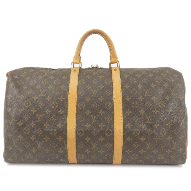 Louis Vuitton bags with a snap - button closure and a decorative charm for styleLouis Vuitton Monogram Keep All 55 Boston Bag M41424