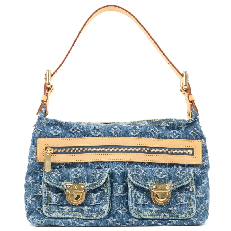 Louis Vuitton Speedy bags in monogram canvas for a classic lookLouis Vuitton Monogram Denim Baggy PM Shoulder Bag Blue M95049