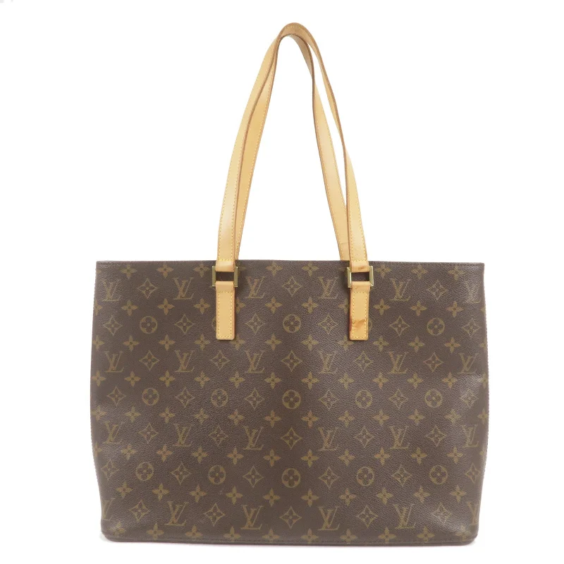 Louis Vuitton bags with a detachable mirror inside for on - the - go touch - upsLouis Vuitton Monogram Luco Tote Bag Hand Bag Brown M51155