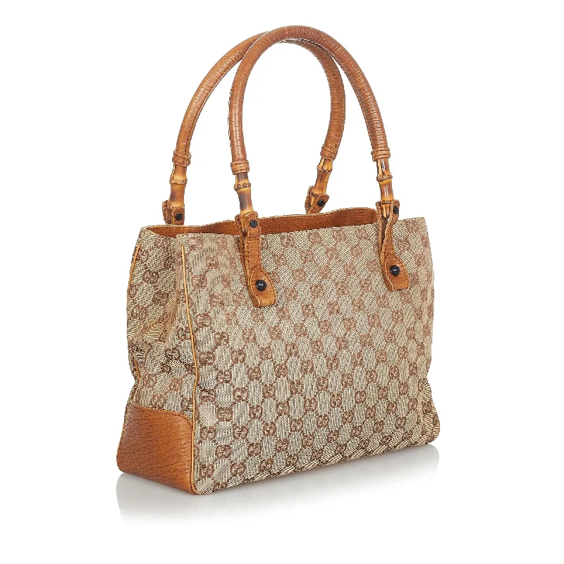 Women Gucci Sylvie bags with a detachable ribbon detailGucci GG Canvas Bamboo Handbag (24195)