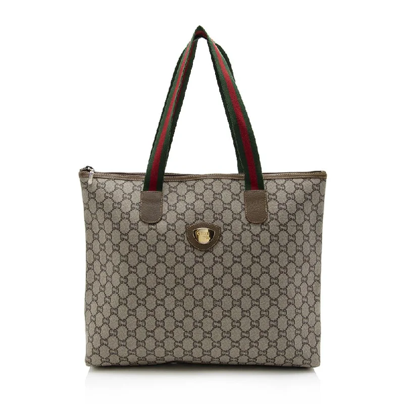 Ladies Gucci Dionysus bags with a detachable shoulder strapGucci Vintage GG Supreme Plus Web Tote (SHF-13824)