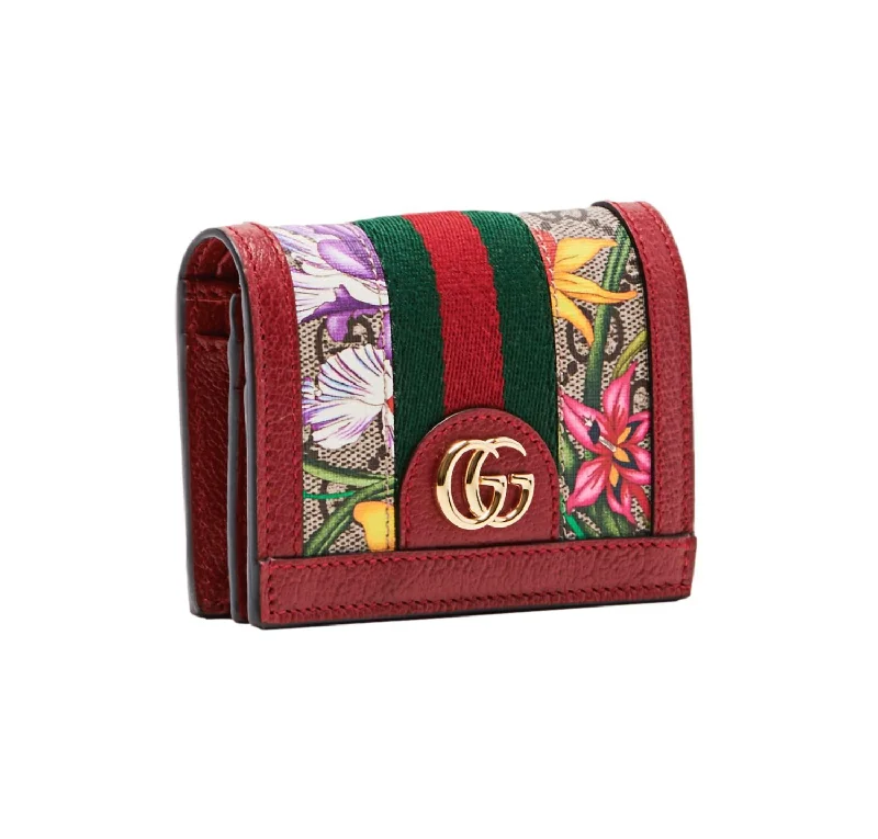 Ladies Gucci Dionysus bags with a detachable shoulder strapGucci Ophidia Red Supreme Coated Canvas Gg Floral Wallet Bifold Wallet 523155