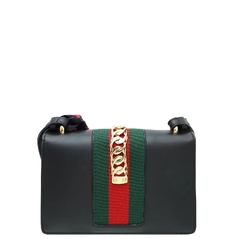 Gucci Marmont bags for women with a snakeskin - effect panelGucci Black Sylvie Small Shoulder Bag