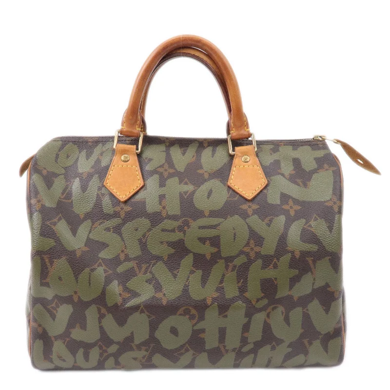 Louis Vuitton handbags with a back - zip pocket for storing valuablesLouis Vuitton Monogram Graffiti Speedy 30 Khaki Brown M92194