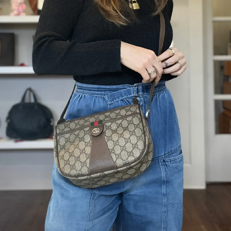 Gucci handbags for women with a metal - framed claspGucci Vintage GG Plus Ophidia Web Crossbody