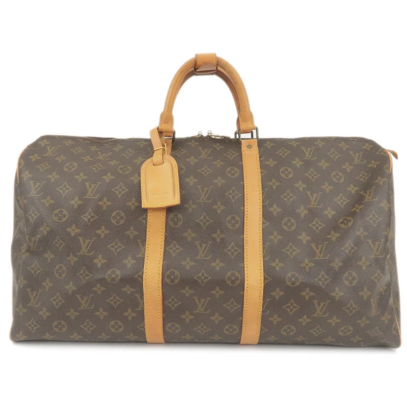 Louis Vuitton handbags with a back - zip pocket for storing valuablesLouis Vuitton Monogram Keep All 55 Boston Bag Travel Bag M41424