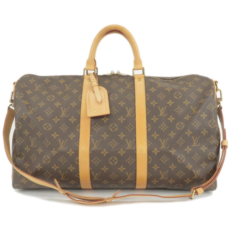 Ladies Louis Vuitton shoulder bags with a wide - width strap for comfortLouis Vuitton Monogram Keep All Bandouliere 50 Bag M41416