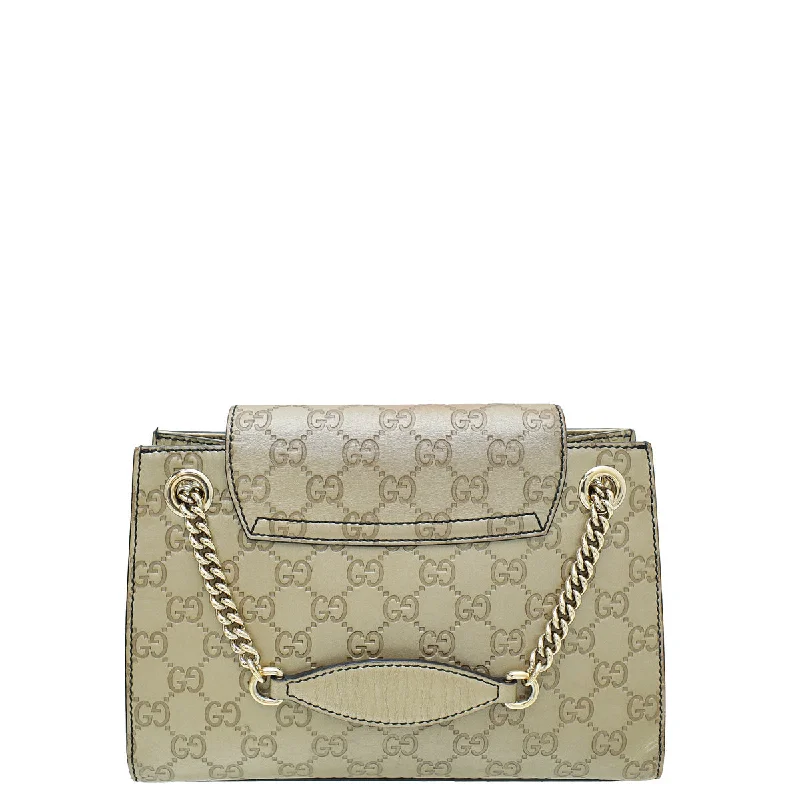 Women Gucci bags with a snap - button closure and a decorative charmGucci Champagne GG Guccissima Emily Small Shoulder Bag