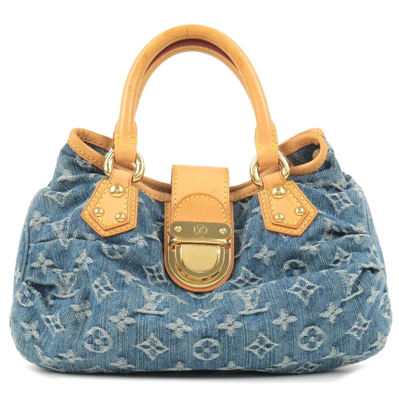 Louis Vuitton backpacks with a sleek, minimalist design for styleLouis Vuitton Monogram Denim Pleaty Hand Bag Blue M95020