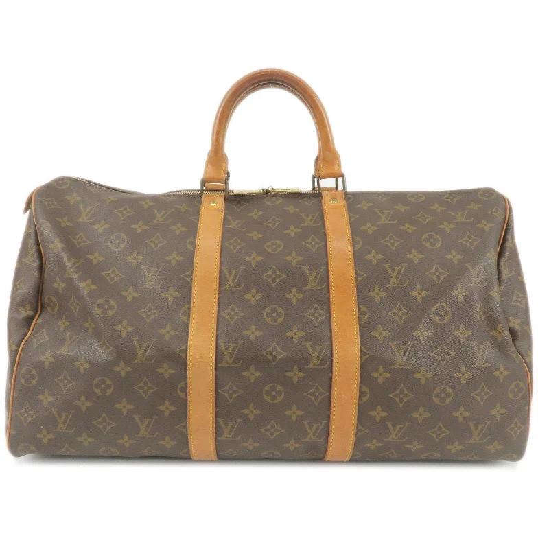 Ladies Louis Vuitton shoulder bags with a single - handle silhouetteLouis Vuitton Monogram Keep All 50 Boston Bag Old Style M41426