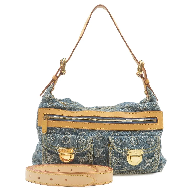 Louis Vuitton Twist bags with a contrast - colored interior for visual interestLouis Vuitton Monogram Denim Baggy PM Shoulder Bag M95049 FL0016