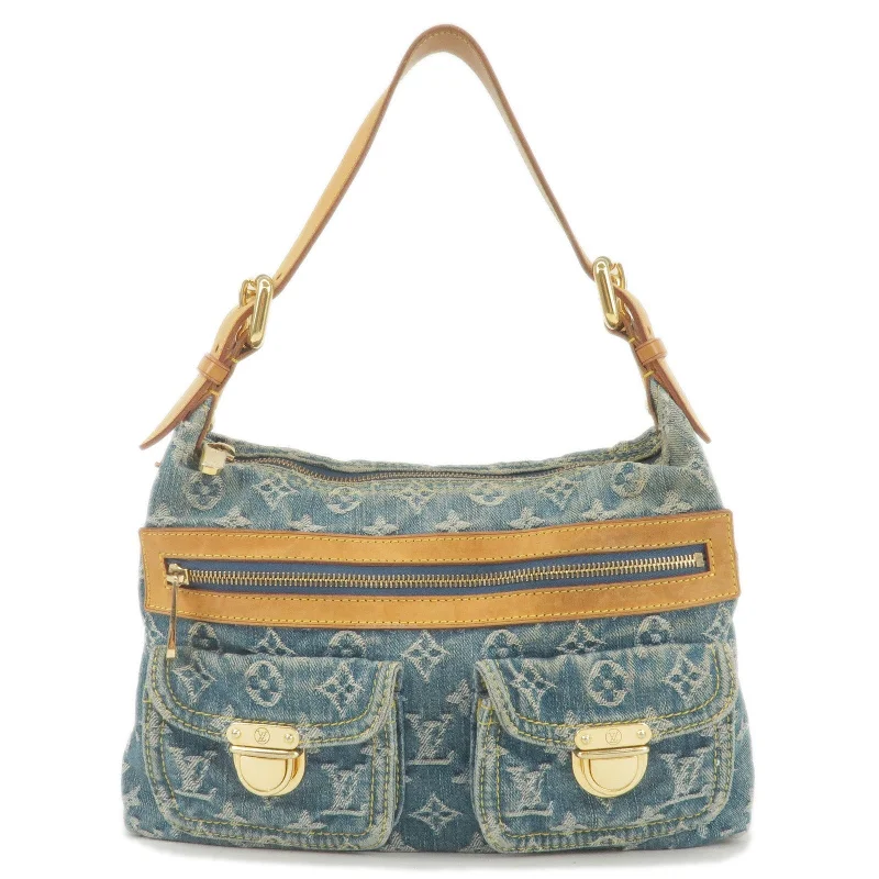 Ladies Louis Vuitton shoulder bags with a magnetic - closure flap for easeLouis Vuitton Monogram Denim Baggy PM Shoulder Bag M95049