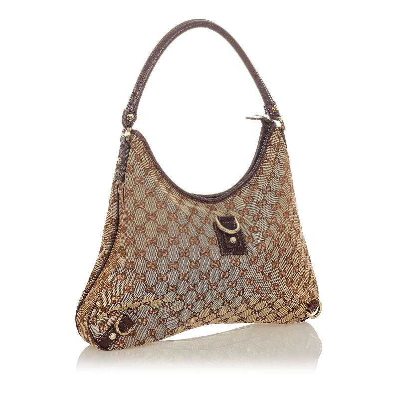 Gucci handbags for women with a metal - framed claspGucci GG Canvas Abbey D-Ring Shoulder Bag (25132)