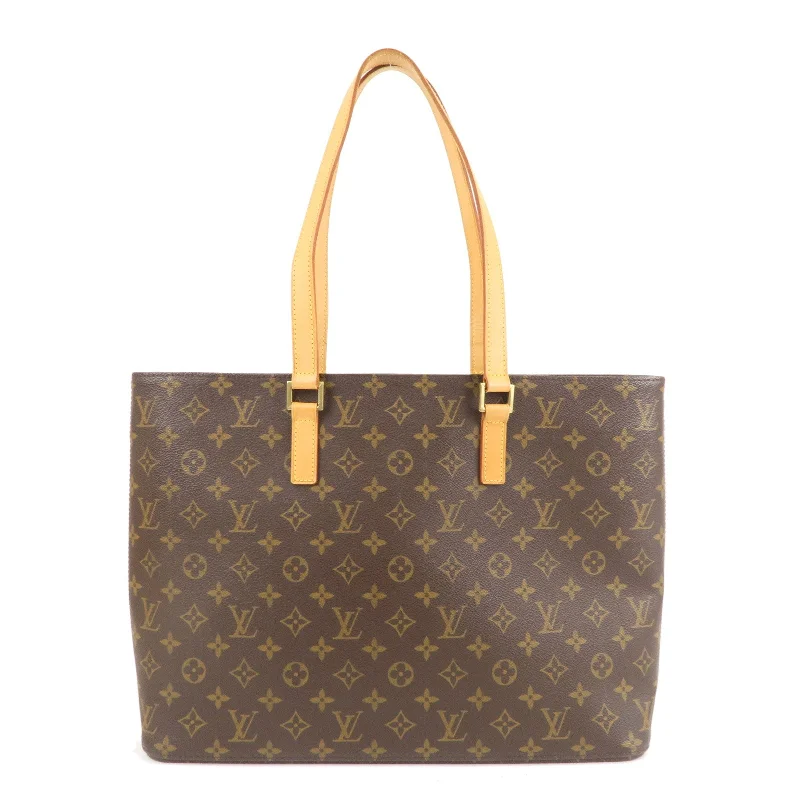 Louis Vuitton bags with a front - zip pocket for small items like keysLouis Vuitton Monogram Luco Tote Bag Hand Bag Brown M51155