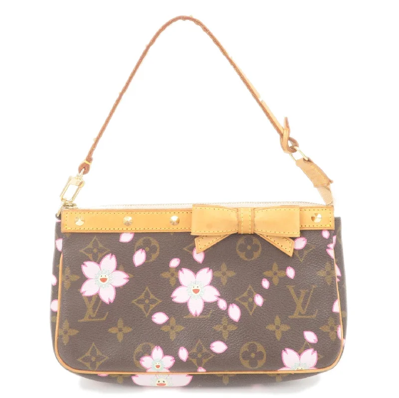 Ladies Louis Vuitton Petite Malle bags with a star - shaped charm for cutenessLouis Vuitton Monogram Cherry Blossom Pochette Accessoires M92006